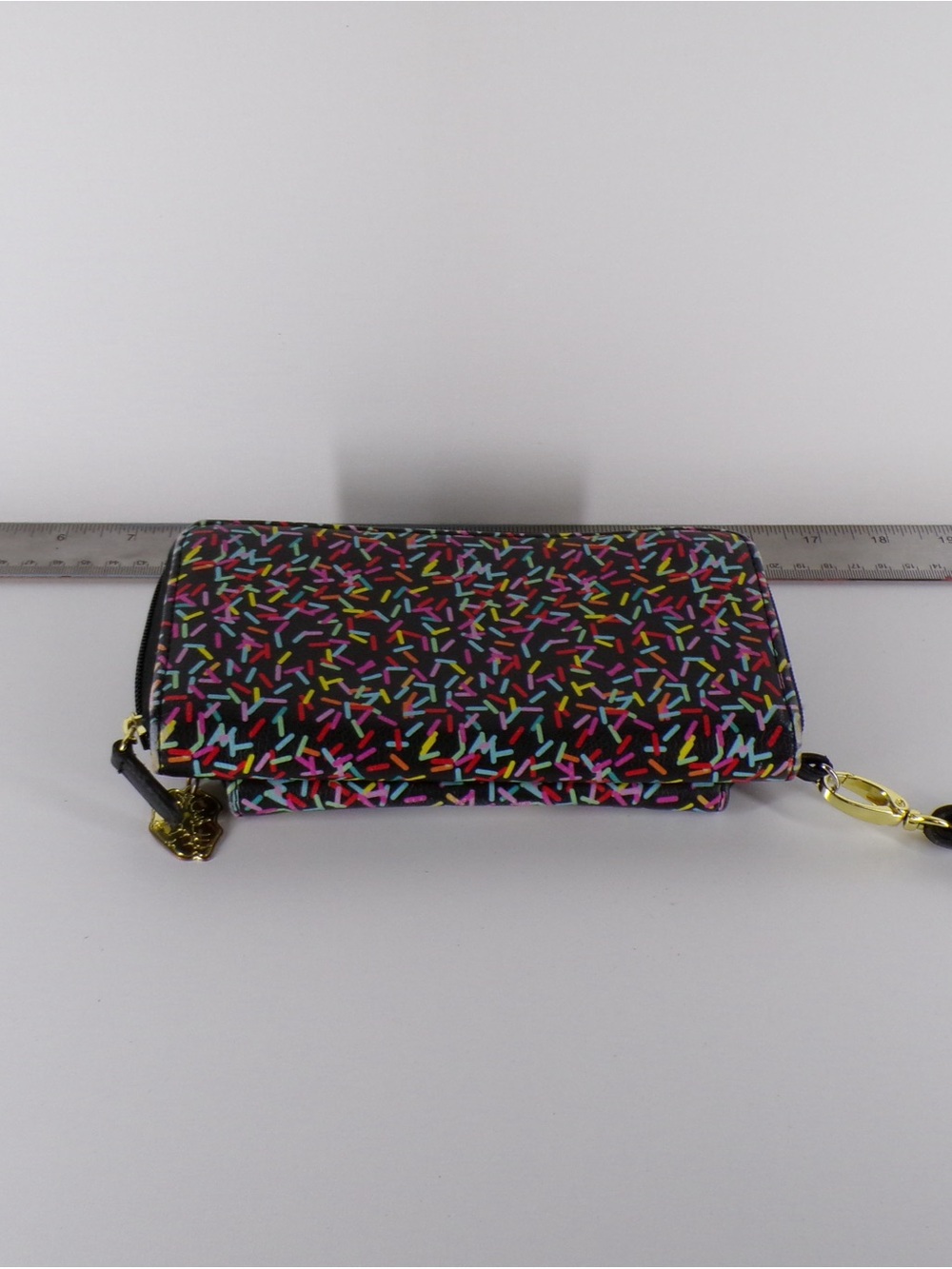 Women’s Black Multicolor Confetti Wristlet Wallet